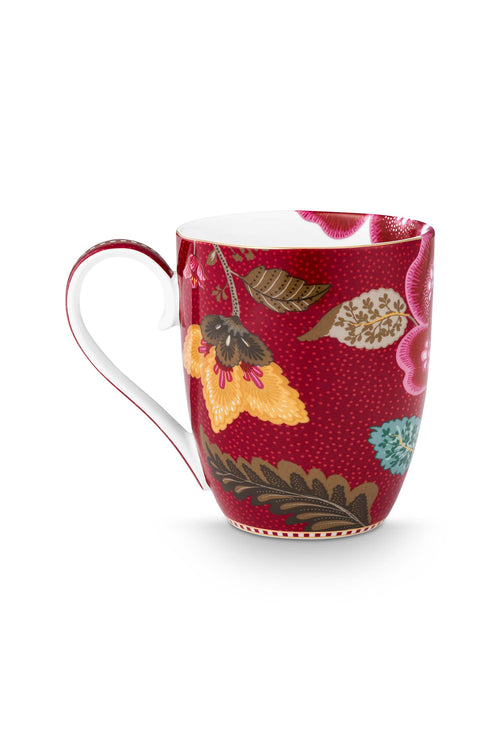 Pip Studio - Blooming Tales Fantasy Dark Red - Set van 2 XL Mokken - Koffiemokken - 450ml
