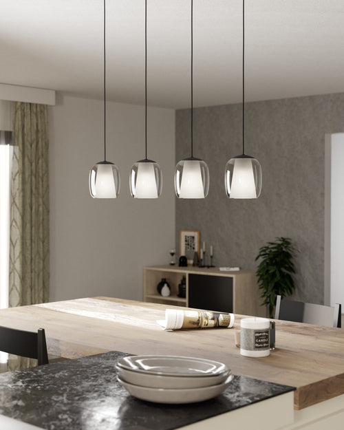 EGLO hanglamp Ciampino - e27 - 97,5 cm - zwart/grijs - glas
