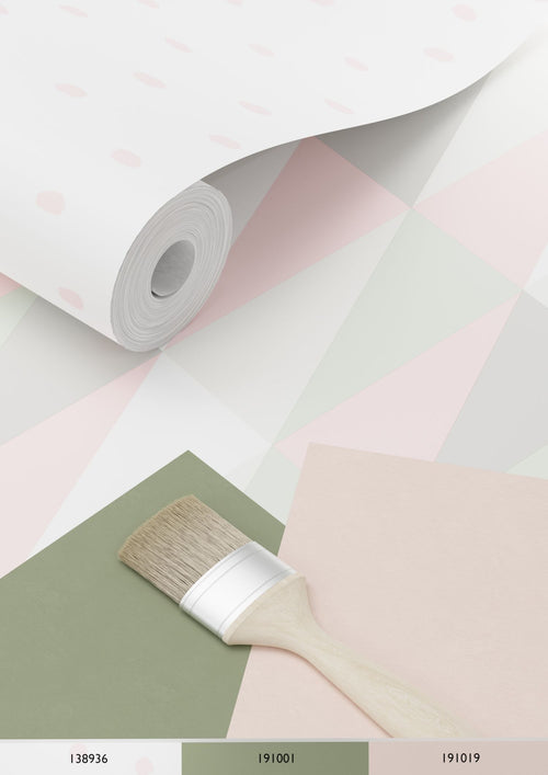 ESTAhome behang grafische driehoeken licht roze en mintgroen - 53 cm x 10.05 m - 138919 - vtwonen shop