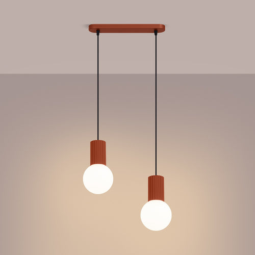 Sollux Lighting Hanglamp HALO 2L rode oker - 33,5x6x120cm