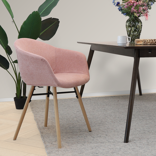 Nolon Nena-Otis Eetkamerstoel Zacht Roze - Armleuning - Stof - vtwonen shop