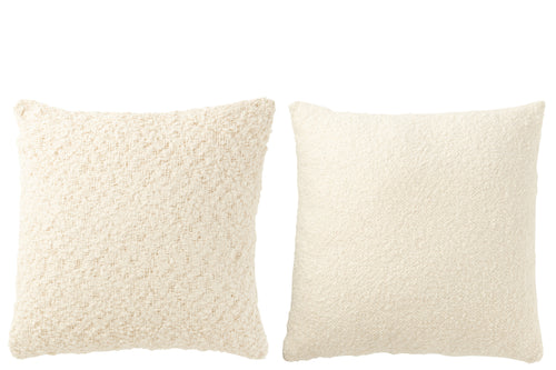 J-Line kussen Vierkant los/dicht Weven - katoen - creme - 2 stuks - vtwonen shop