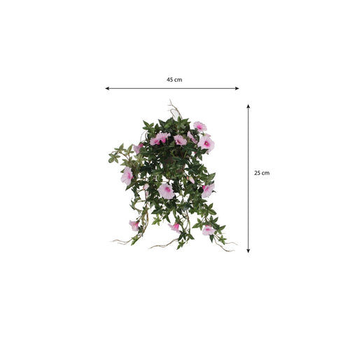 Mica Decorations Petunia Kunst Hangplant in Bloempot Stan - L25 x B45 x H50 cm - Roze