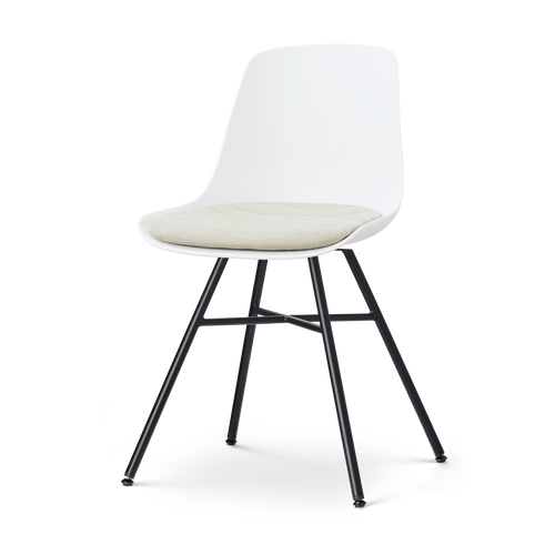 Nolon Noa-Liv eetkamerstoel wit met naturelbeige zitkussen - zwart onderstel