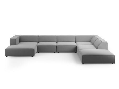 Cosmopolitan Design Panoramische hoekbank rechts Arendal 7-zits, flueel, lichtgrijs - 262x364x70cm