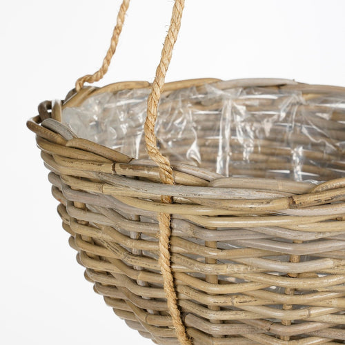 Mica Decorations Marcia Plantenmand Hangend voor Buiten - H20 x Ø40 cm - Rotan - Grijs