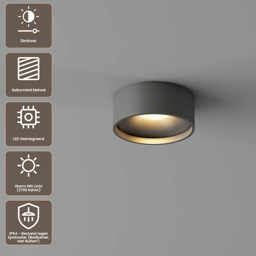 Artdelight Plafondlamp Oran - Staalgrijs