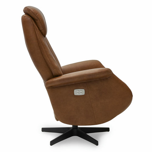 Furnhouse elektrische relaxfauteuil Bonanza - Cognacbruin - Draaibaar - 83x76x115