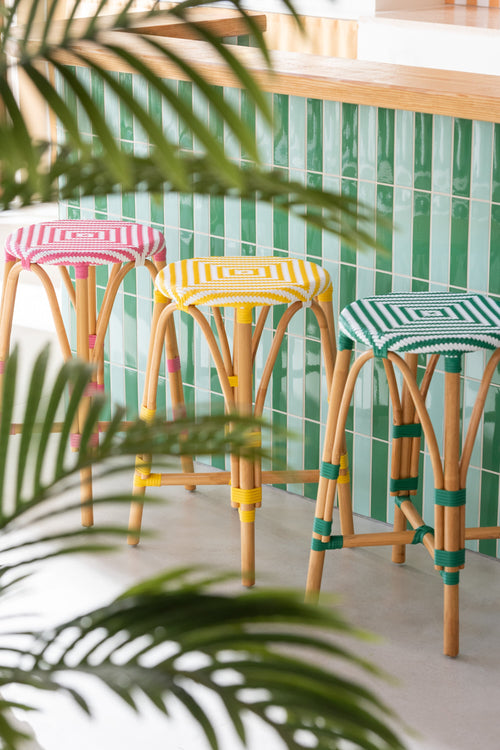 J-Line kruk Live - rotan/kunststof - naturel/groen - vtwonen shop