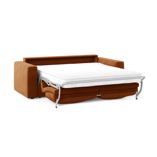Cosmopolitan Design - Converteerbare bank Grena 3-zits, flueel terracotta - 100x205x90cm
