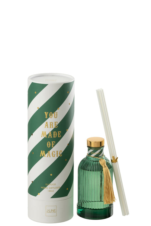 J-Line geurstokjes Magic - Elwood - glas - wit/groen - small