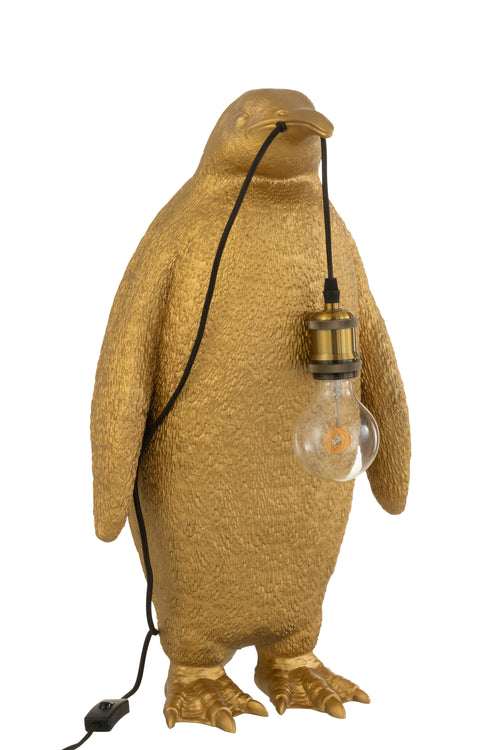J-Line tafellamp Pinguïn - polyresin - goud - large - vtwonen shop