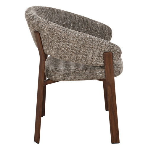 DÉJA Living Eetkamerstoel Chera - Taupe/Walnoot - Set van 2