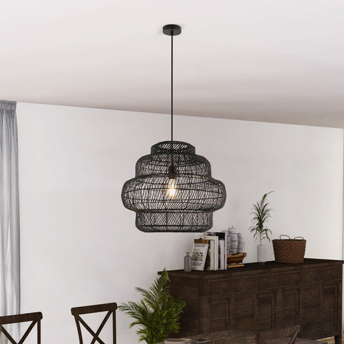 HOME DELUXE Hanglamp van rotan SIA - Zwart