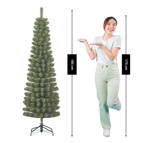 Black Box Trees Charlton Kerstboom Slank Pilaarmodel - Kerstversiering met Natuurlijke Look - Kunstboom met Scharnierconstructie voor Snel Opzetten -