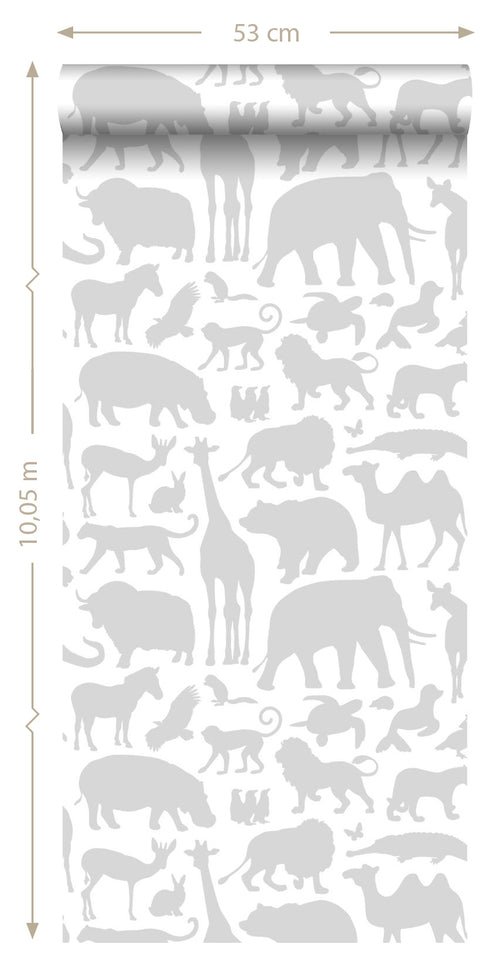 ESTAhome behang dieren grijs - 53 cm x 10.05 m - 139054