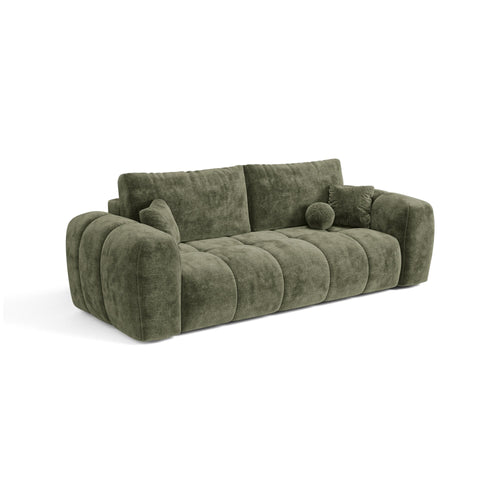 Premium Interiors - Slaapbank met opbergruimte SKY - gewaafd fluweel vintage groen 260cm