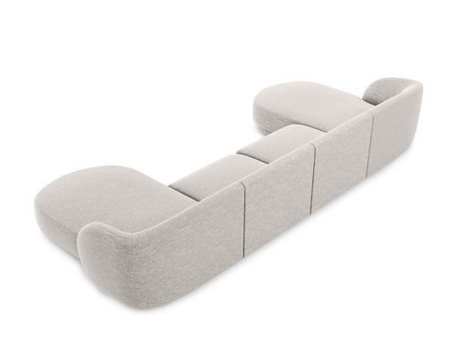 Micadoni Panoramische bank Miley 5-zits, chenille, lichtgrijs - 156x330x70cm
