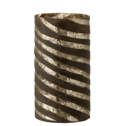 J-Line vaas Strepen Rond - glas - zilver - small - 28 cm hoog - vtwonen shop