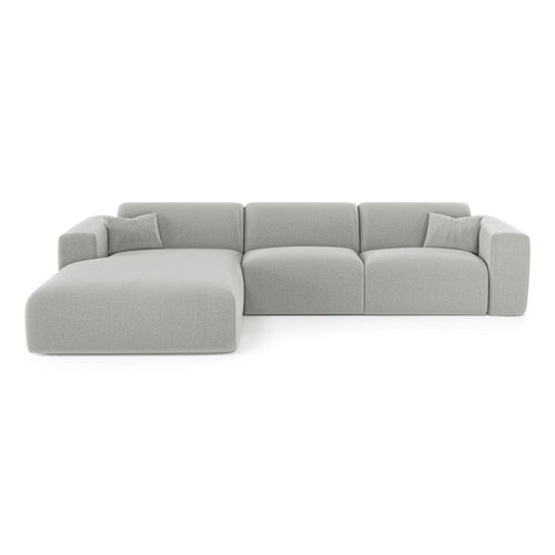 Sia Home - Hoekbank links, uitklapbaar MYRA - kruisweefsel lichtgrijs 280cm