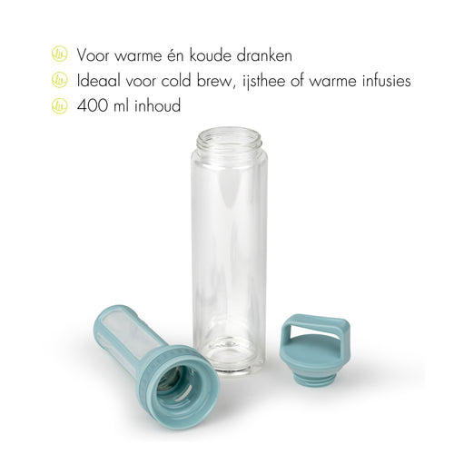 Leopold Vienna - Cold Brew infuser bottle Moshi to-go beker thermosfles - ijskoffie - mint - glas