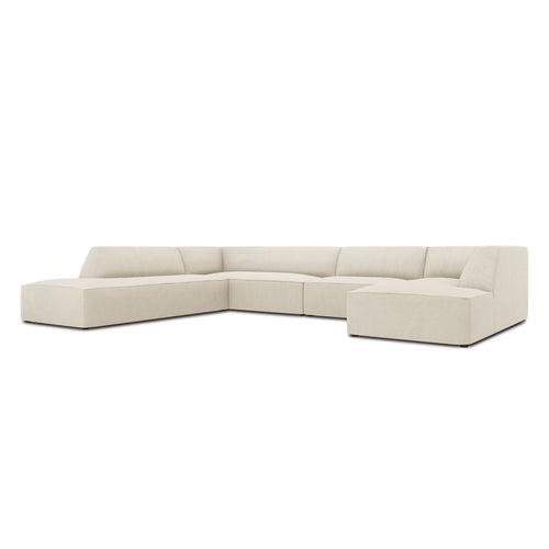 Cosmopolitan Design - Panoramische hoekbank links Siena 7-zits, ribfluwelen lichtbeige - 273x366x69cm