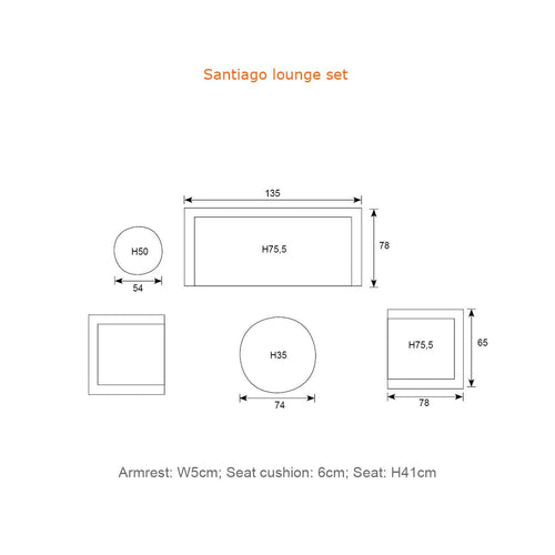 Santiago loungeset - 5-delig - carbon black - rope grijs - mystic grey - vtwonen shop