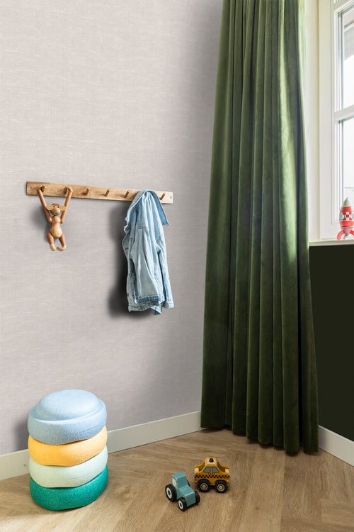ESTAhome behang effen linnenstructuur vergrijsd bruin - 53 cm x 10.05 m - 148695
