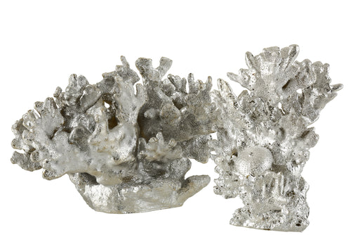 J-Line decoratie koraal Laag - polyresin - zilver