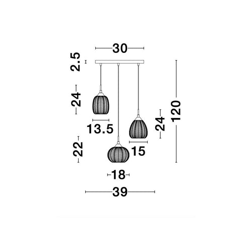 Merano Etobicoke 3-lichts cluster hangende plafondlamp helder glas, gesatineerd goud metaal LED E27
