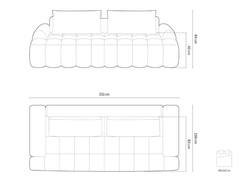 Cosmopolitan Design Slaapbank met opbergdoos Linz 4-zits, structurele stof donkerblauw - 100x250x84cm