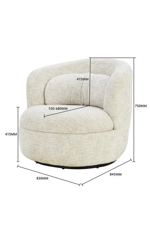 DÉJA Living Draaifauteuil Lilou - Beige Stof - Zithoogte 40cm - vtwonen shop