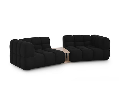 Cosmopolitan Design Modulaire bank Sky 2-zits, flueel, zwart - 148x280x70cm