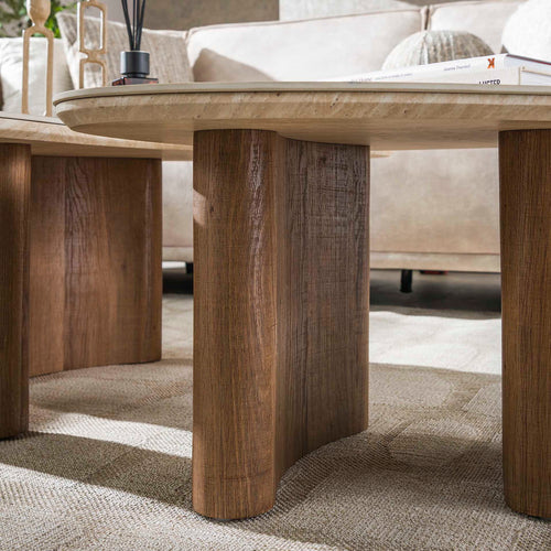 Giga Meubel Salontafel Organic Travertin - Set Van 2 - 88x44x36cm - vtwonen shop