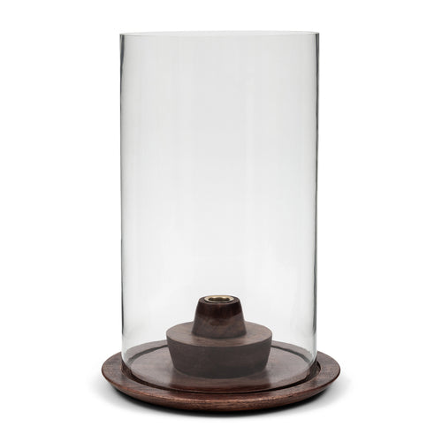 Rivièra Maison Banyu Candle Holder - Mangowood, Glass - Naturel - vtwonen shop