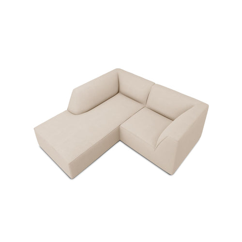 Cosmopolitan Design - Modulaire hoekbank links Siena 3-zits, structurele stof beige - 180x186x69cm
