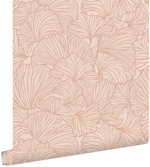 ESTAhome behang ginkgo bladeren terracotta roze - 53 cm x 10.05 m - 139489