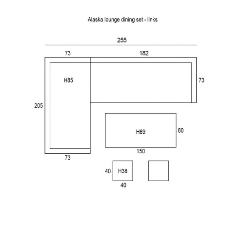 Seagull lounge-diningset - 5-dlg. - links - vintage willow- zwart