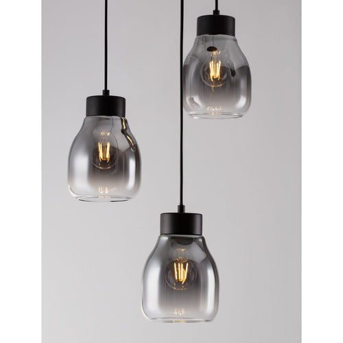 Nova Luce BLACU Hanglamp met cluster in rookgrijs en zwart, E27 fitting, 3x12W