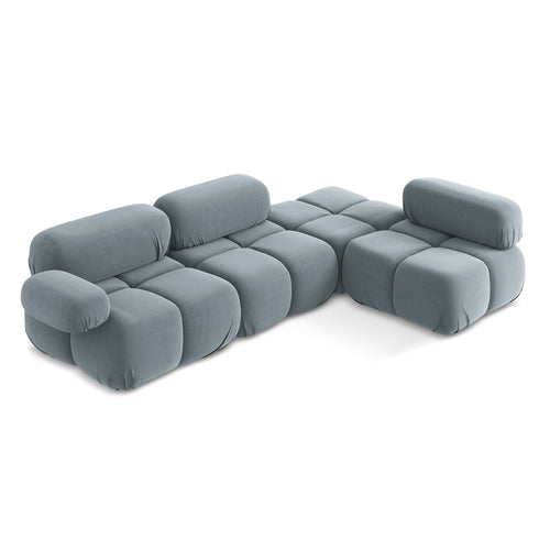 LaMiaSofa hoekbank rechts Sanremo - velours - lichtblauw - 285x190x70