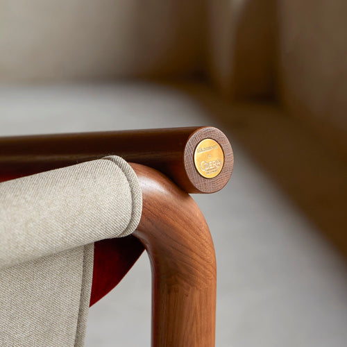 Tikamoon Fauteuil van massief eikenhout en rood fluweel - Rood
