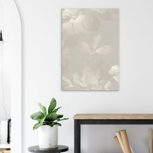 Artfulprints Canvas Soft grey blossoms canvas - 100x150 cm - Grijs