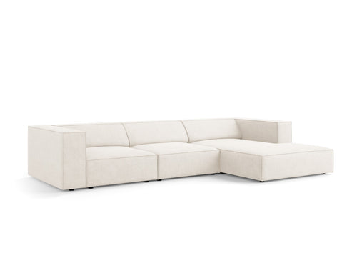 Cosmopolitan Design rechter hoekbank Arendal 4-zits, chenille met ribbeleffect, ivoor - 166x284x70cm