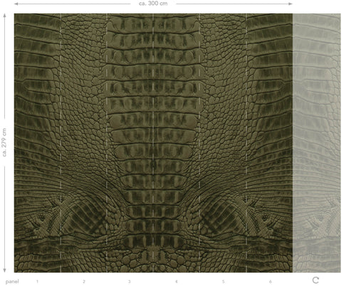 Origin Wallcoverings fotobehang krokodillenhuid mosgroen - 300 x 279 cm - 357246