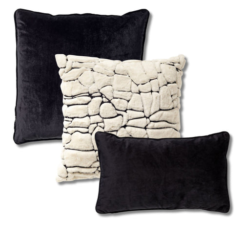 Dutch Decor - KUSSENSET - 3-delig - Rodin - 45x45 cm, 30x50 cm - inclusief binnenkussens - zwart, beige - vtwonen shop