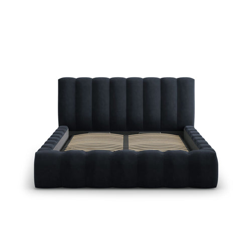 Cosmopolitan Design - Opbergbed met hoofdeinde Palma 200x180cm flueel donkerblauw - 230x205x94cm
