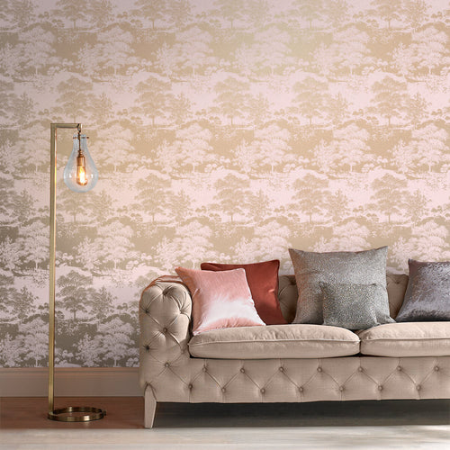 Graham & Brown Vliesbehang - Meadow Rose Goud