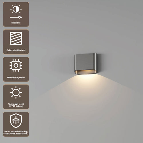 Artdelight Wandlamp Diaz 1L - Staalgrijs