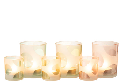 J-Line windlicht Ronden - glas - mix/pastel - medium - 3 stuks - vtwonen shop