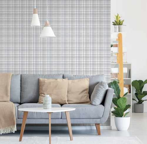 Sanders & Sanders behang ruiten blauw en grijs - 53 cm x 10.05 m - 640714